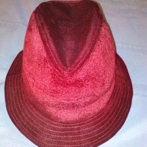 Red 100% Polyester Velvet Fedora Hat